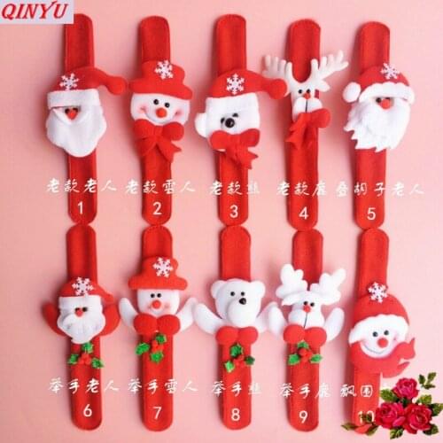 5pcs Santa Claus Snowman Deer Christmas Patting Circle Luminous Slap Bracelet Christmas Decorations Christmas Children Gift 6Z