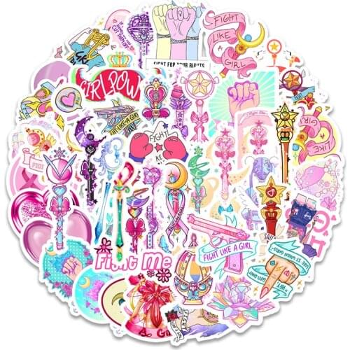 50pcs Rights For Women Waterproof Suitcase Bike Motorcycle Helmet Car Styling Accessories Stickers