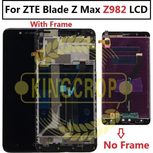 6.0" For ZTE Blade Z Max Z982 Full LCD DIsplay +Frame Touch Screen Digitizer Assembly For ZTE Z982 LCD New;Black