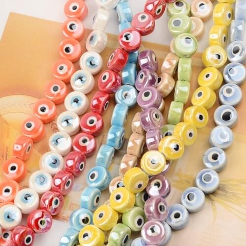 8MM10MM Double Face Evil Eye Beads Ceramic Beads Store Spacer Charms For Jewelry Making Diy Bracelet Abalorios Kralen