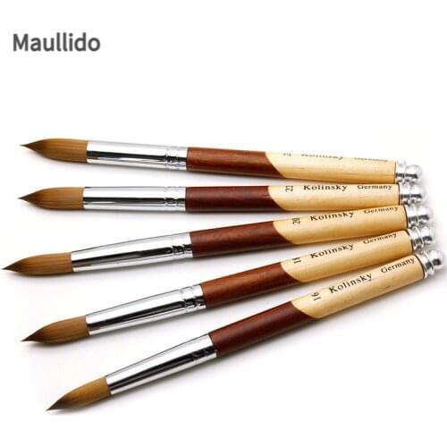 1PC Kolinsky Acrylic Nail Art Brush UV Gel Polish Carving Pen Brush Liquid Powder Nail Drawing Wood Handle Minh Hair Brushes Set