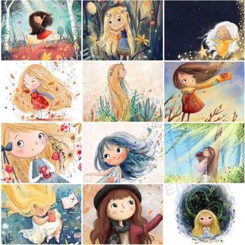 Diy 5D Diamond Painting Mosaic Cartoon Cute Child Girl Embroidery Cross Stitch Kits Handmade Crafts for Child Home Decor Gifts