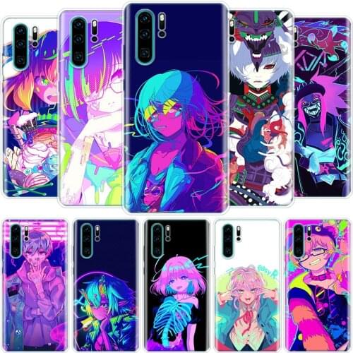 Neon Oni Girl Anime Cover Phone Case for Huawei P40 P30 P20 Mate 30 20 10 Pro P10 Lite P Smart Z 2019 Coque Shell Capa