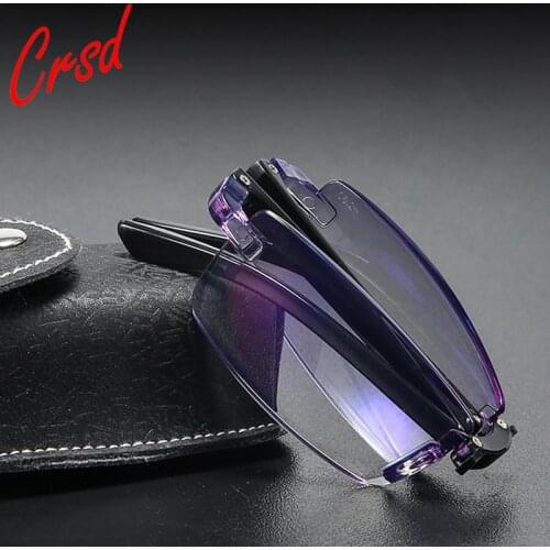 CRSD 2020 Foldable Anti-Blue Ray Reading Glasses Presbyopia Glasses Men Women Classic Computer Glasses +1.0 to +4.0 With PU Box
