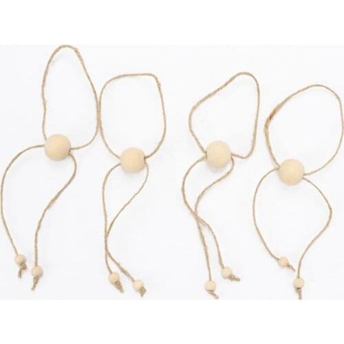 Wooden Bead 4Pcs Practical Handcrafted Serviette Rings Unique Serviette Rings Elegant for Party