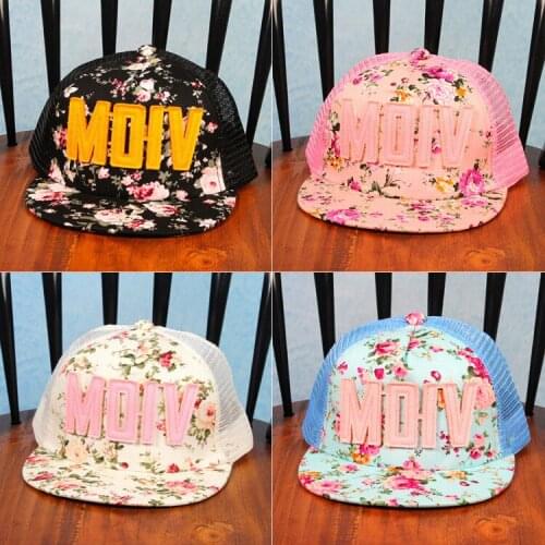 Flowers Print Summer Rock Childrens Baseball Caps Baby Boys Girls Summer Sun Mesh Caps Snapback Hat Suitable for 3-9 years old