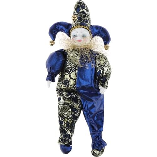 Porcelain Hanging Foot Clown Doll Harlequin Doll, Home Office Desk Shelf Display Ornaments, D