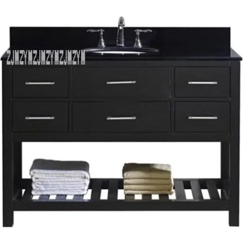 FM0611 Floor Type Rubber Wood Bathroom Cabinet Marble Countertop Basin Cabinet Modern Simple Sink Combination Vanity Cabinet