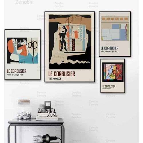 French Le Corbusier Exhibition Poster Vintage Autrement Abstract Modular Pictures Modern Mid Century Canvas Painting Home Decor