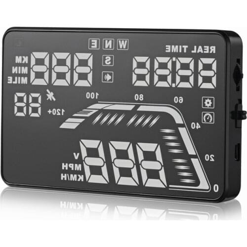 Hot sale Q7 5.5 Inch colorful OBD 2 Heads Up Digital speedometer GPS function HUD Display Consumption Data