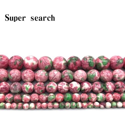 Natural White Pink Green stones Round Loose Beads 15" Strand 4 6 8 10 12MM Pick Size For Jewelry diy Bracelet Woman
