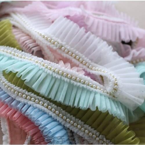 1 Meter Width 6cm 14 Colors Embroiedry Ruffle Mesh Lace Trim Beaded Lace Fabric Ribbon For Garment Dress Sewing Accessories DIY
