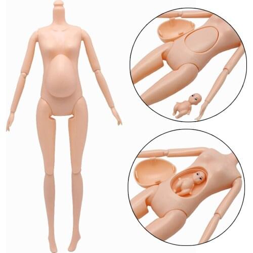11 Inches Pregnant Doll Body without Head 1/6 Pregnant Woman Naked Body with Newborn Baby Doll Toys for Children