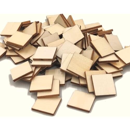 100pcs 10mm Unfinished Natural Wood Pieces Blank Squares Cutout Tiles DIY Wood Crafts Supplies for DIY Art Craft Home Decoration