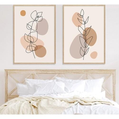 Trendy Minimalist Botanical Branch Leaves Abstract Posters Canvas Painting Wall Art Print Pictures Bedroom Interior Home Decor