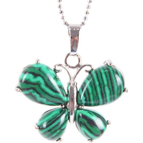 Fashion Butterfly Pendant Hollow Wings Animal Pendants Shape Natural Stone Horse Eye Quartz for Women Necklace Jewelry D831-D836