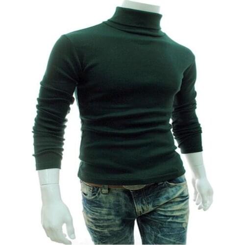 2020 new autumn and winter mens sweater mens high-neck solid color sweater casual slim mens pullover