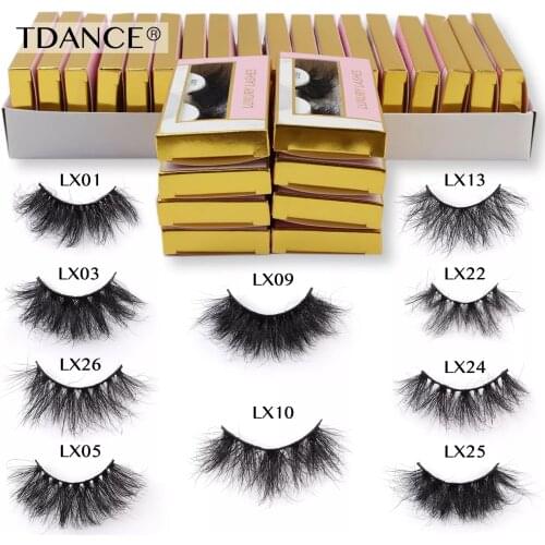 TDANCE Fluffy Mink Lashes Wholesale 5-100 Pairs 25mm Lash In Bulk Drmatic Long EyeLashes Cruelty Free Vendors Makeup Eyelash
