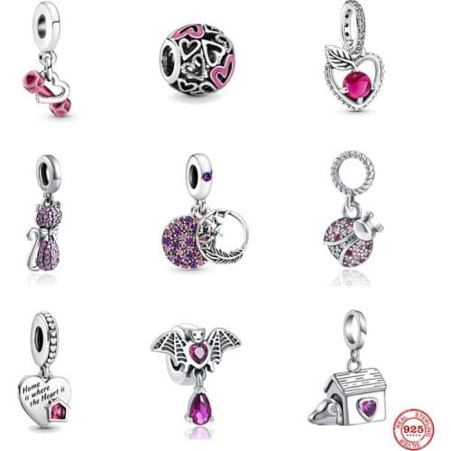 New 925 Sterling Silver Accessories Ladybug Dog House Cat Charm Bead fit Original Pandora Bracelet Charm For Women DIY Jewelry