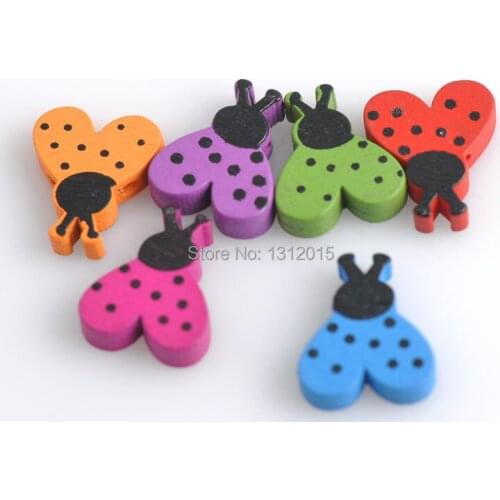 Mixed Wooden Cute ladybird Spacer Beads For Jewelry making DIY 20x17mm 100pcs 141229-29