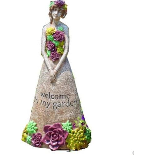 OUTDOOR GARDEN STATUE WELCOME GIRL DECOR ORNAMENTS AMERICAN COUNTRY RETRO FLOOR GARDEN GARDENING CRAFT GARDEN LANDSCAPE A782