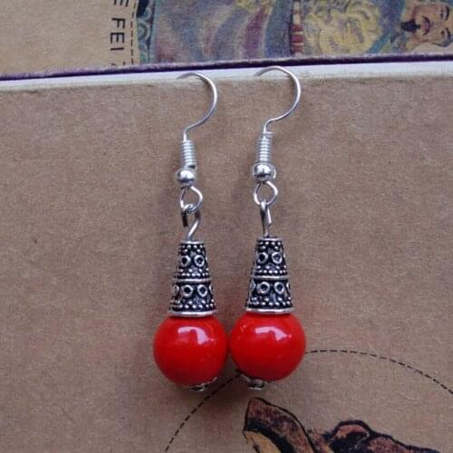 VAKKI Ceramics Bead Eardrop Ethnic Vintage Alloy Fashion Woman Earrings Jewelry Red Beads vintage jewelry Red Green