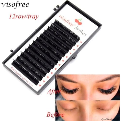 Visofree Eyelashes 12Rows Faux Mink lashes Individual Lashes Makeup Maquiagem Cilios Soft Mink Eyelash Extension False Eyelash