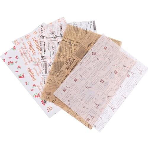 50Pcs/Lot Wax Paper Food Grade Grease Paper Food Wrappers Wrapping Paper For Bread Sandwich Burger Fries Oilpaper Baking Tools
