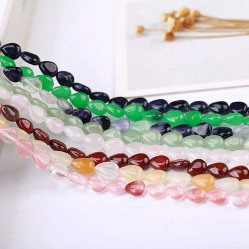 High Quality Smooth 8x10mm 22 Material Natural Stone Drop Shape Necklace Bracelet Jewelry DIY Gems Loose Beads 15 Inch wk4