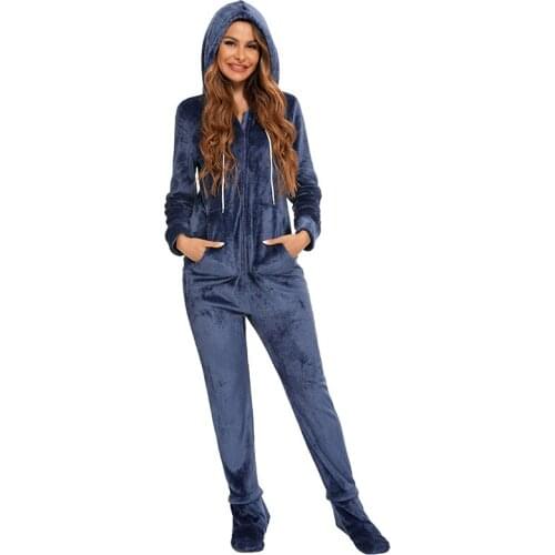 Hot Sale Nightgown Women Winter Sleepwear Long Sleeves Plush Thick Jumpsuit Hooded Homewear Pajamas flannel Robes