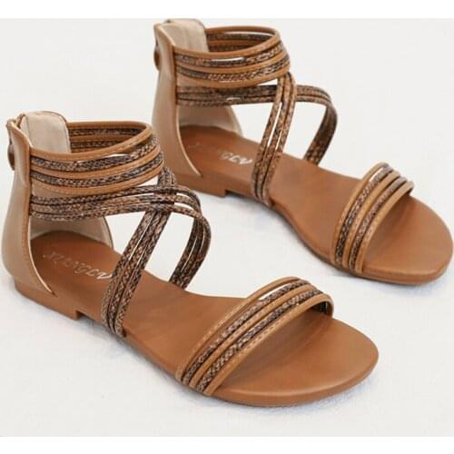 Cross Strap Rome Sandalias ladies Plus Size Summer Flat Sandals Women Outdoor Beach Shoes Woman Fashion Open Toe Dropshipping