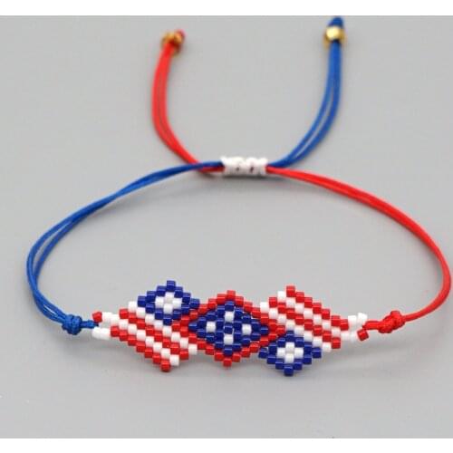 Go2Boho Miyuki Bracelets for Women American Flag Jewelry Pulseras 2020 America Bracelet Trendy Handmade Bead Jewellery Gift