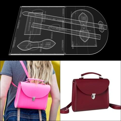 Ladies backpack leisure mini schoolbag version pattern drawing DIY handmade leather goods pattern acrylic template