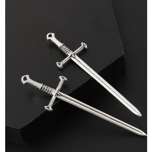 15pcs Silver Color Cross Sword Charm Connector Weapons Pendants DIY Metal Handmade Mens Gift Jewelry Findings Accessorie