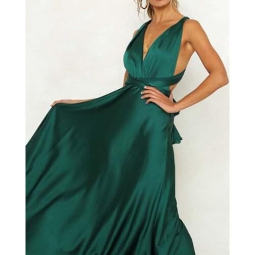 2021 Dark Green Evening Gowns V Neck Bandage Floor To Length Backless Customized Formal Dress Long Party Wear Vestido De Gala