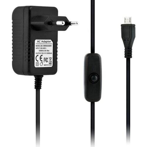 5V 3A Raspberry Pi 3 power switch button Micro USB port power adapter for Raspberry Pi 3 Type B EU plug
