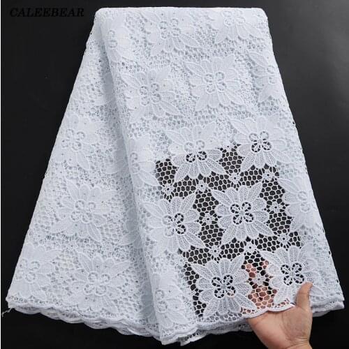 White Guipure Cord Lace Fabric High Quality African Guipure Cord Net Lace Water Soluble Cord Lace Fabric For Party Dress S2356