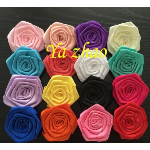 Free shipping 80pcs/lot 2" satin ribbon rolled rosette flower DIY hair flower