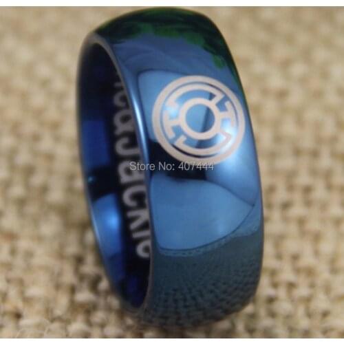 Free Shipping YGK JEWELRY Hot Sales 8MM Shiny Blue Dome Blue Lantern Mens New Fashion Tungsten Wedding Ring