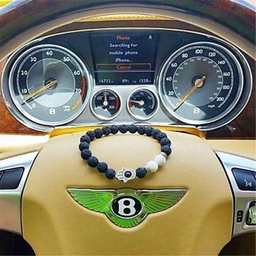 8mm volcanic stone white turquoise Mala bracelet 7.5 inches Ruyi Reiki Meditation Buddhism Handmade Spirituality Healing Cuff