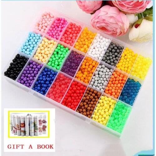 6000pcs 24 colors Refill Beads puzzle Crystal DIY water spray beads set ball games 3D handmade magic toys for children
