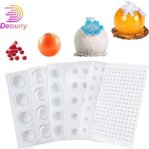 DEOUNY 5 Types 3D Sphere Ball Mousse Mold Spherical Silicone Dessert Muffin Baking Tools For Cakes Decorating Mould Supplies