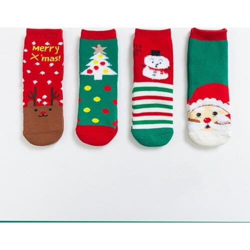Kids Baby Boys Girls Christmas Socks Toddler Cartoon Santa Claus Xmas Tree Soft Children Cotton Sock S12736