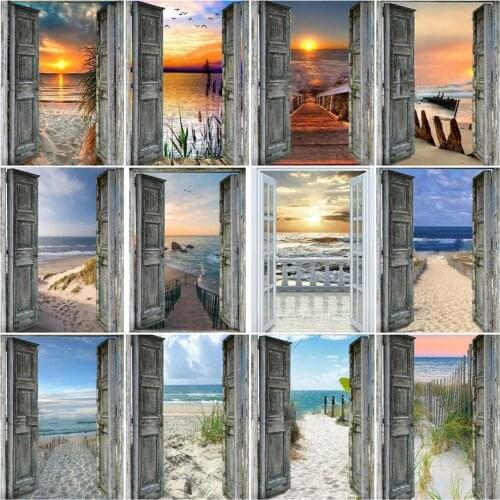 HUACAN Frame Coloring By Numberd Sunset Beach Oil Painting Art Gift DIY Pictures By Number Door Landscape Kits Home Decor