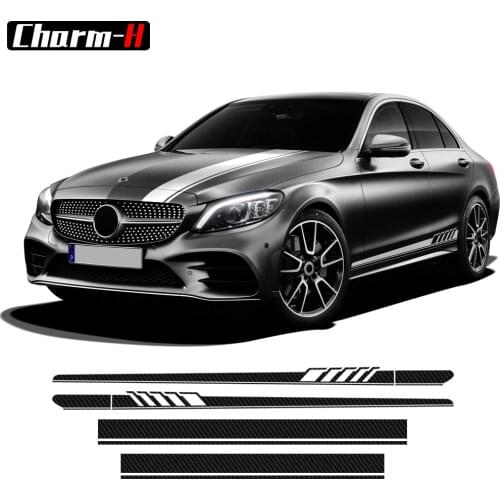 Edition 1 Style Car Side Skirt Hood Rear Roof Stripes Decal Stickers for Mercedes Benz C Class W205 4-Door Sedan Saloon 2015-Now