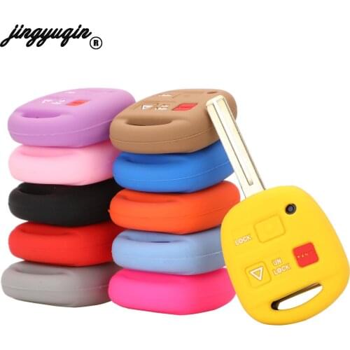 Jingyuqin 10pcs For TOYOTA CAMRY RAV4 PRADO COROLLA AVENSIS LAND CRUISER Yaris Fob 3Button Silicone Remote Car Key Cover Case