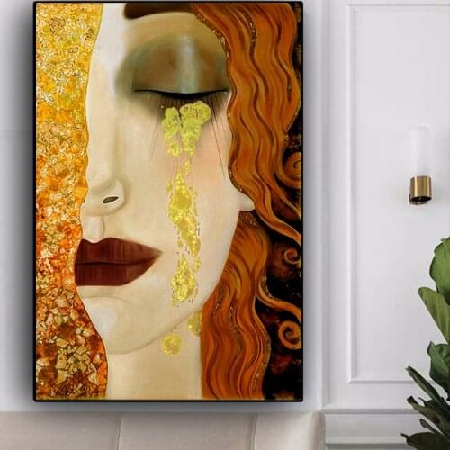 Classic Artist Gustav Klimt Golden Tears Cuadros Oil Painting on Canvas Posters and Prints Art Wall Pictures For Living Room