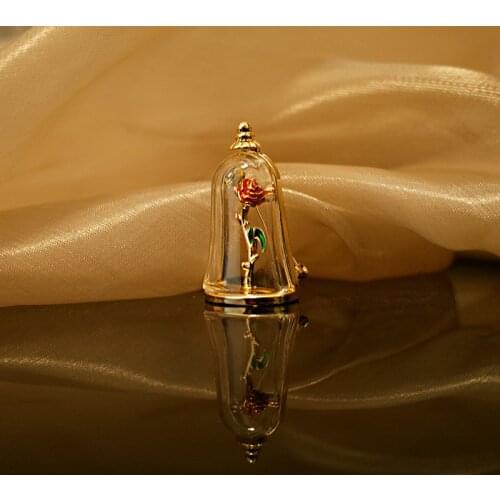 Beauty and the Beast~Candle Holder Lumia Eternal Rose Glass Cover Little Princes Rose Flower Ladies Jewelry Brooch