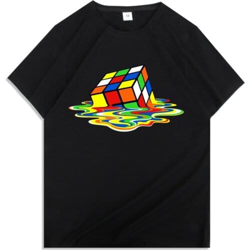 Summer Men T-Shirts The Big Bang Theory Stylish Design Melting Printed Rubiks cube T Shirts Cotton Unisex Tops Tees