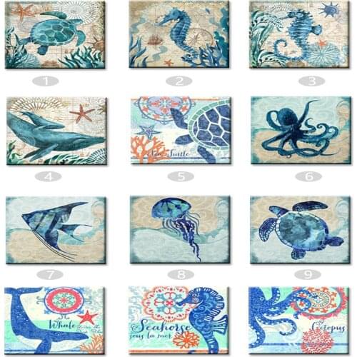 Marine Creatures Art Wall Posters Sea Turtle Jellyfish Dolphin Marine Animal Morden Sea Print Home Decor Canvas Painting Picture